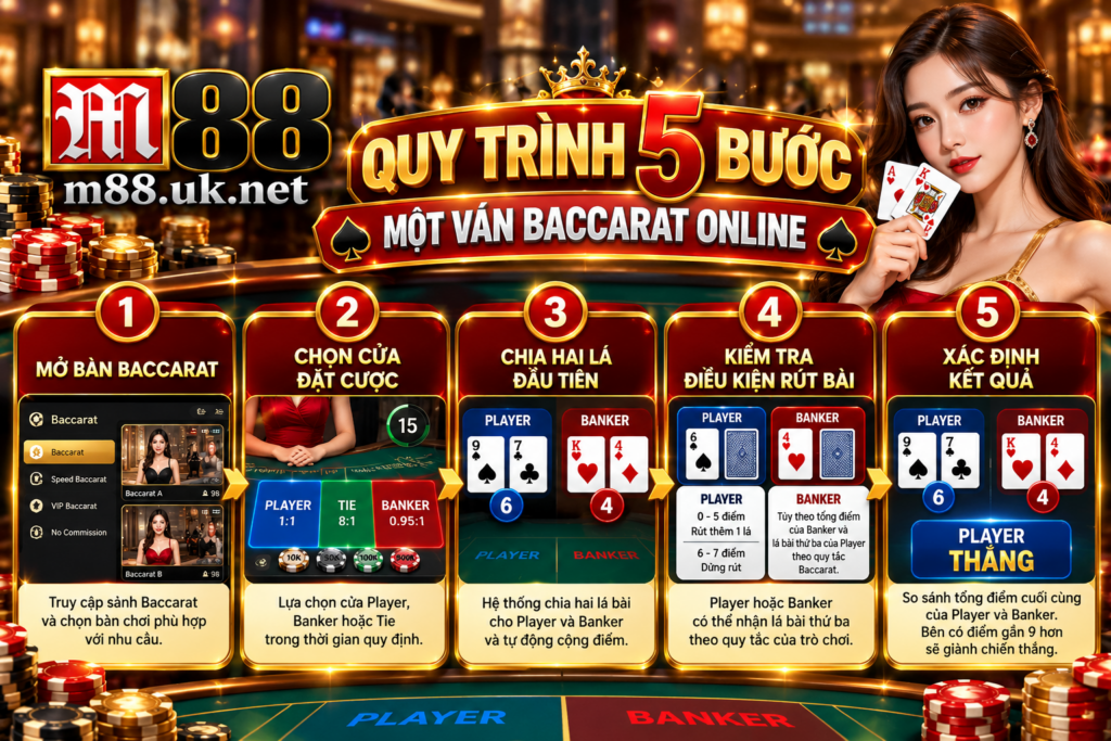 Quy trình 5 bước một ván Baccarat Online