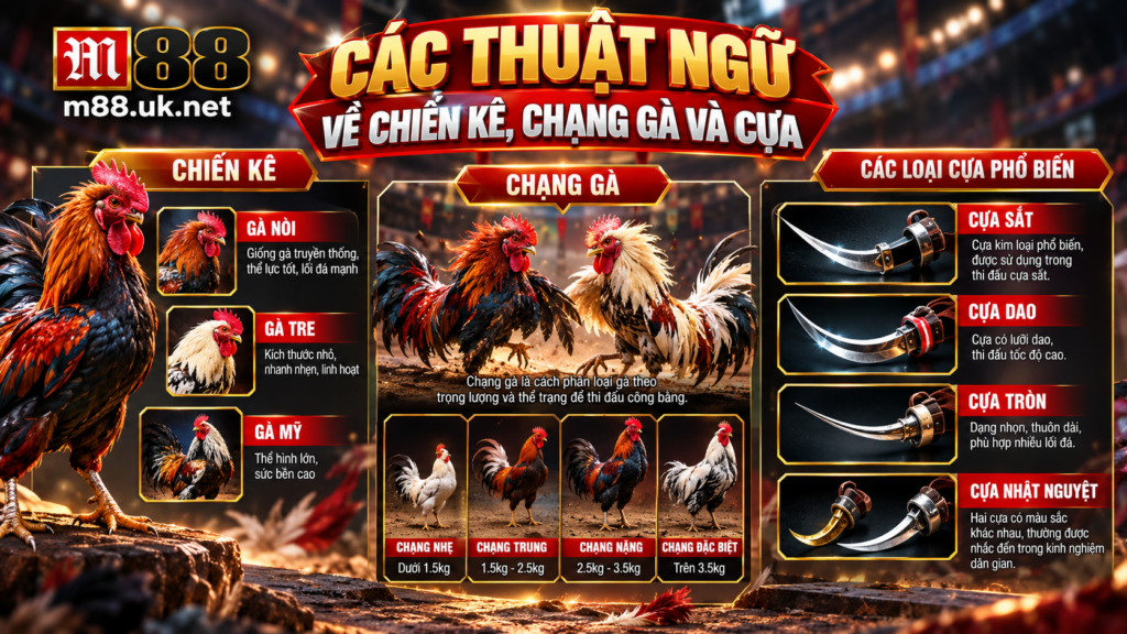 Các thuật ngữ về chiến kê, chạng gà và cựa