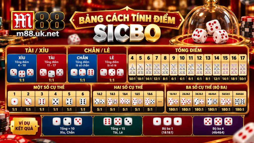 Bảng cách tính điểm Sicbo