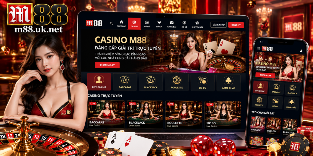 Giao diện tổng quan sảnh Casino M88