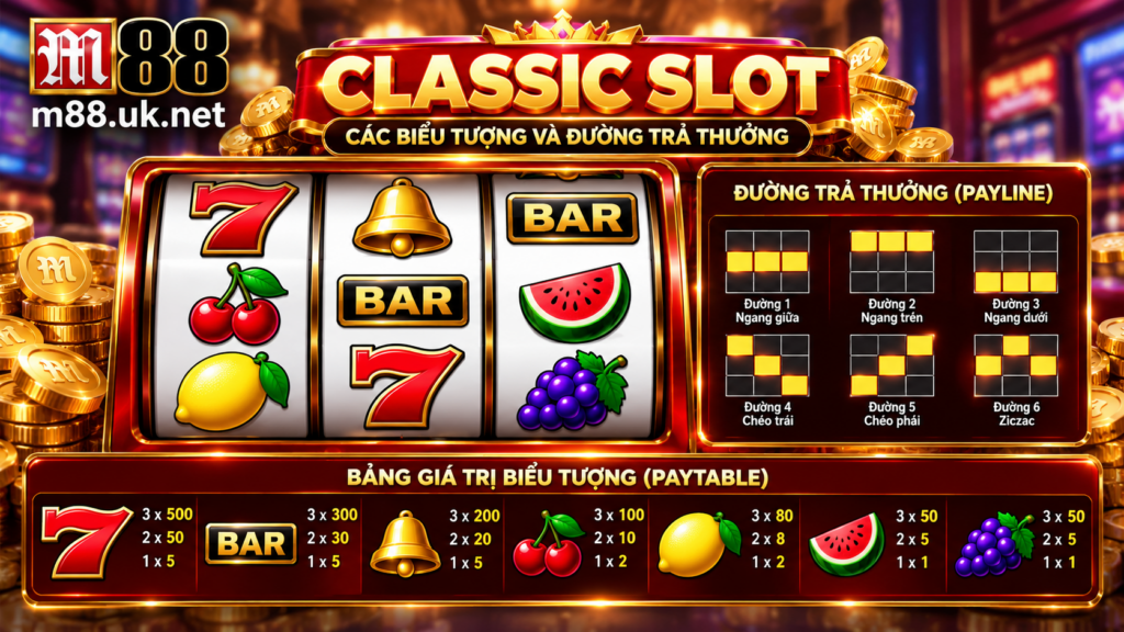 Các biểu tượng và đường trả thưởng trong Classic Slot