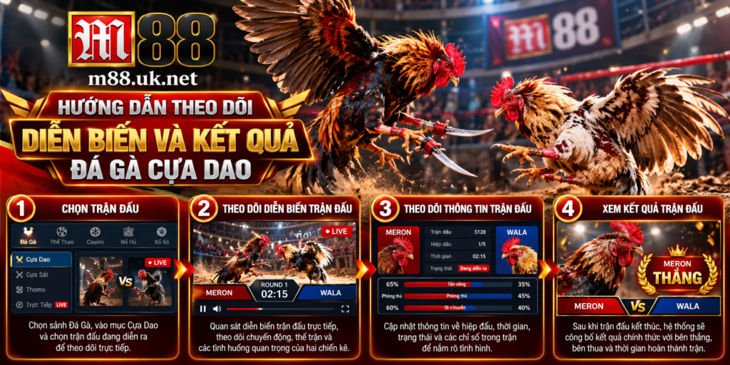 Hướng dẫn theo dõi diễn biến và kết quả Đá Gà Cựa Dao