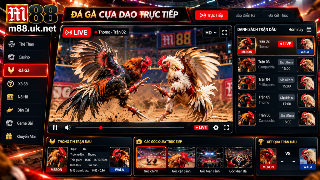 Giao diện Đá Gà Cựa Dao Trực Tiếp