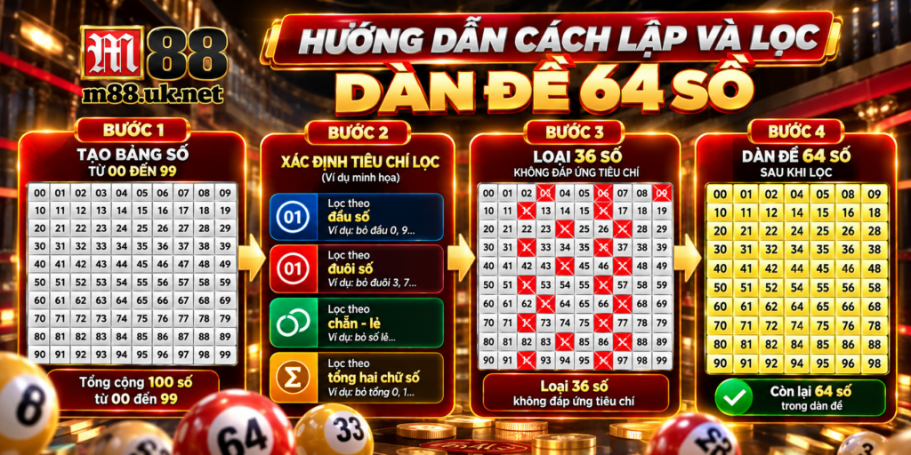 Hướng dẫn cách lập và lọc Dàn Đề 64 Số