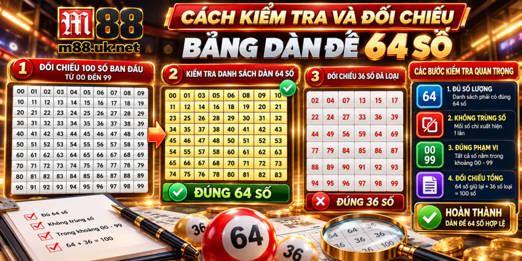 Cách kiểm tra và đối chiếu bảng Dàn Đề 64 Số