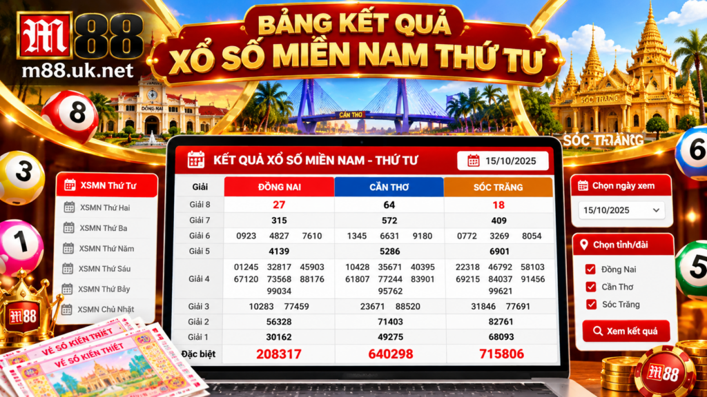 Giao diện bảng Kết Quả Xổ Số Miền Nam Thứ Tư