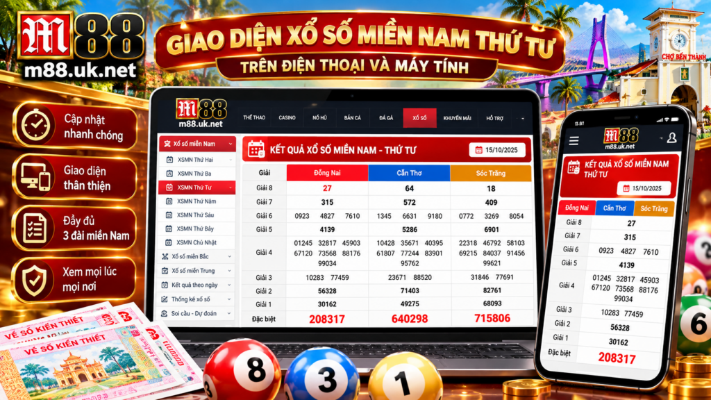 Giao diện Xổ Số Miền Nam Thứ Tư trên điện thoại và máy tính