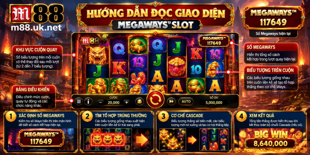 Hướng dẫn đọc giao diện, số Megaways và kết quả Megaways Slot