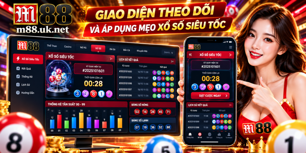 Giao diện theo dõi và áp dụng mẹo Xổ Số Siêu Tốc trên điện thoại và máy tính