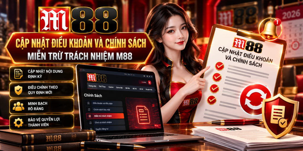 Cập nhật điều khoản và chính sách Miễn Trừ Trách Nhiệm M88