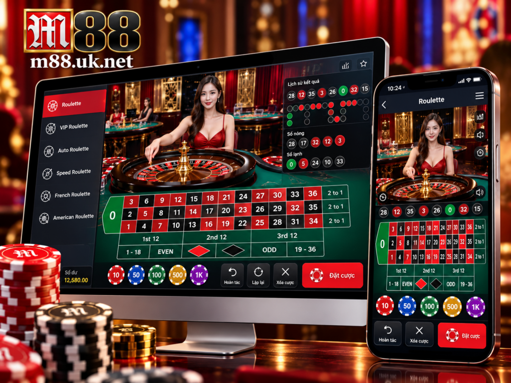 Giao diện Roulette trên điện thoại và máy tính