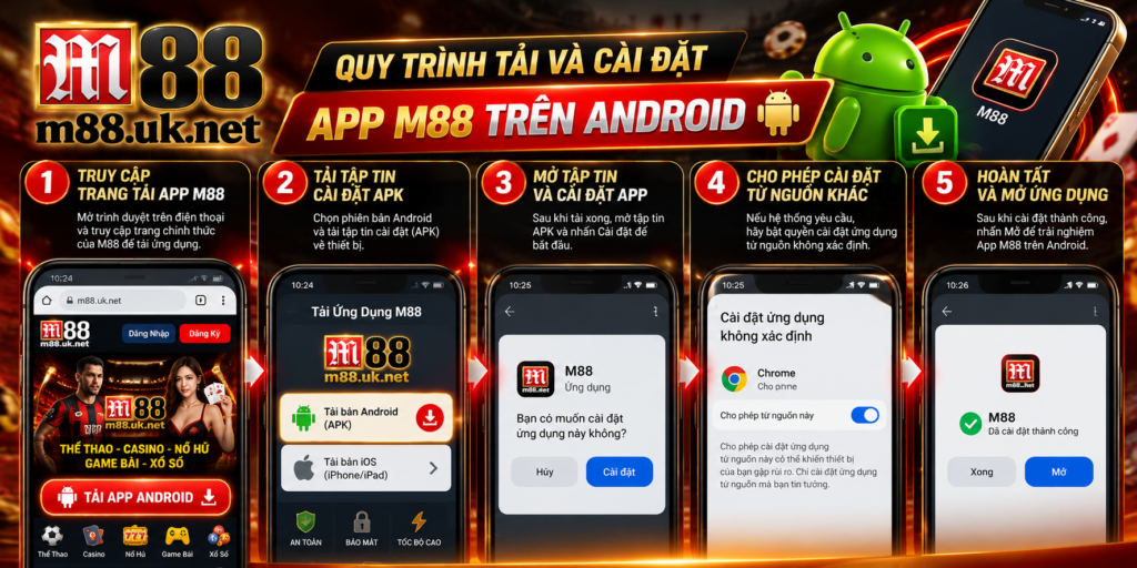 Quy trình tải và cài đặt App M88 trên Android
