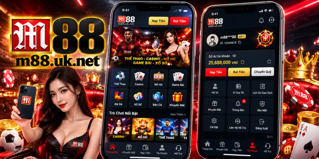 Giao diện App M88 sau khi cài đặt và đăng nhập