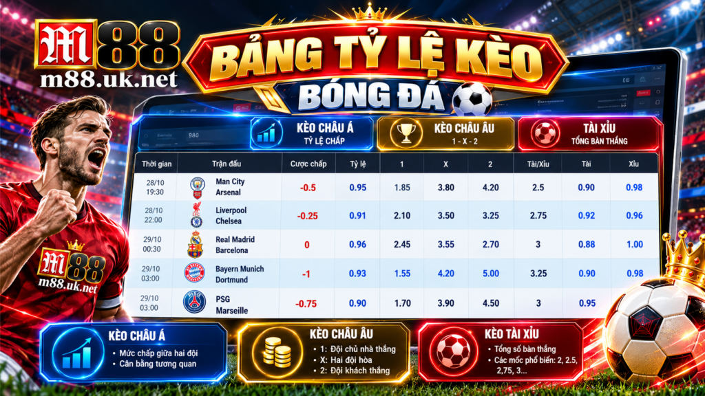 Bảng tỷ lệ kèo bóng đá