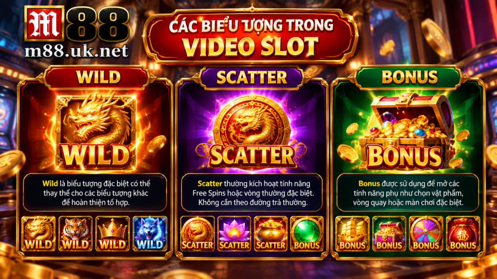 Các biểu tượng Wild, Scatter, Bonus