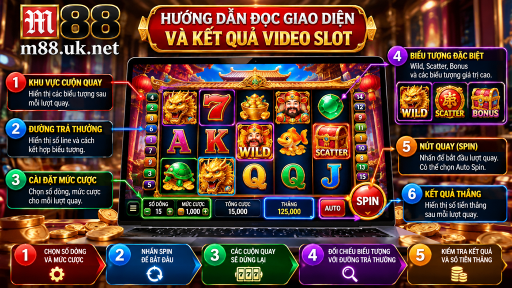 Hướng dẫn đọc giao diện và kết quả Video Slot