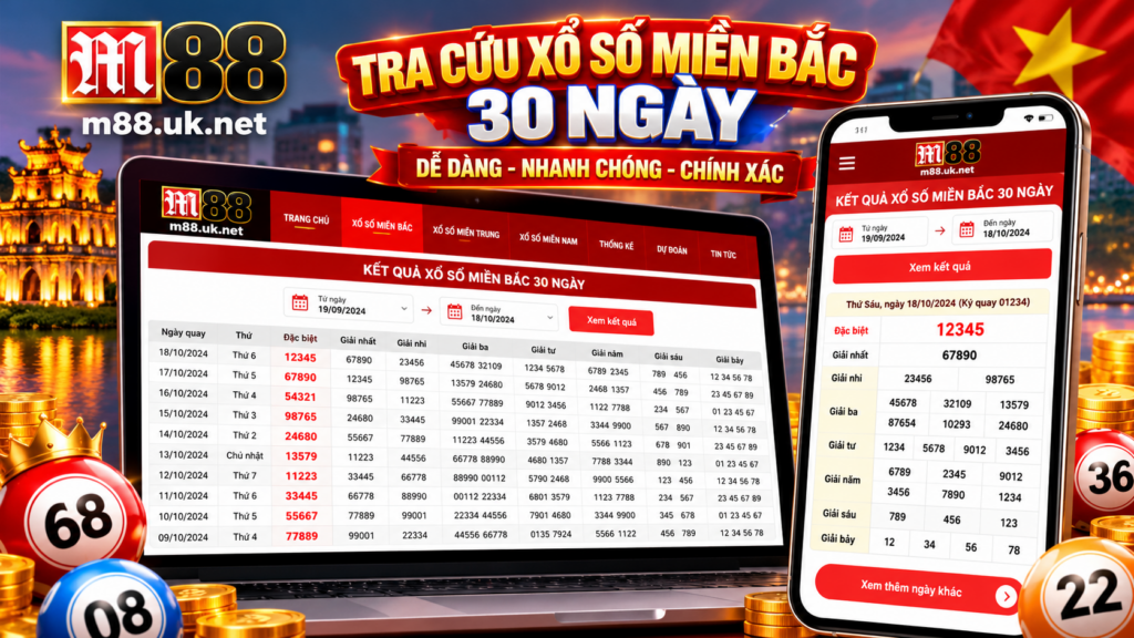 Giao diện tra cứu Xổ Số Miền Bắc 30 Ngày trên điện thoại và máy tính