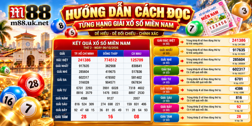 Hướng dẫn cách đọc từng hạng giải Xổ Số Miền Nam